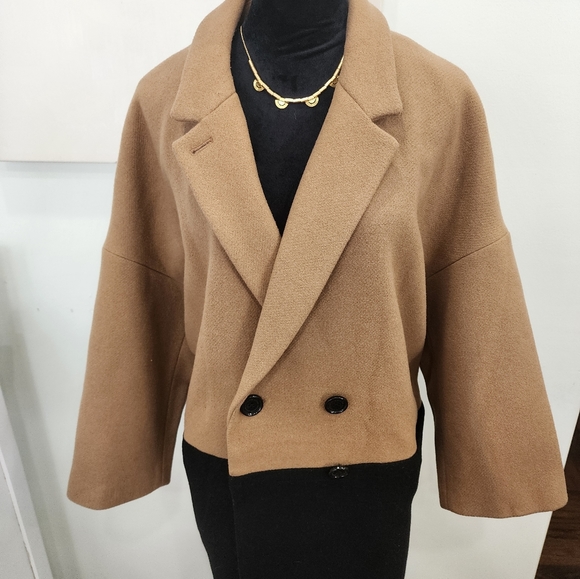 [ COACH] WOMEN'S SIZE XL,HEAVY WEIGHT WOOL - COLOR BLOCK TRENCH COAT - Picture 10 of 16